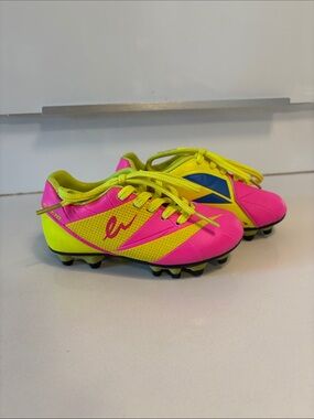 Kids Eletto Neon Pink and Yellow Soccer Cleats